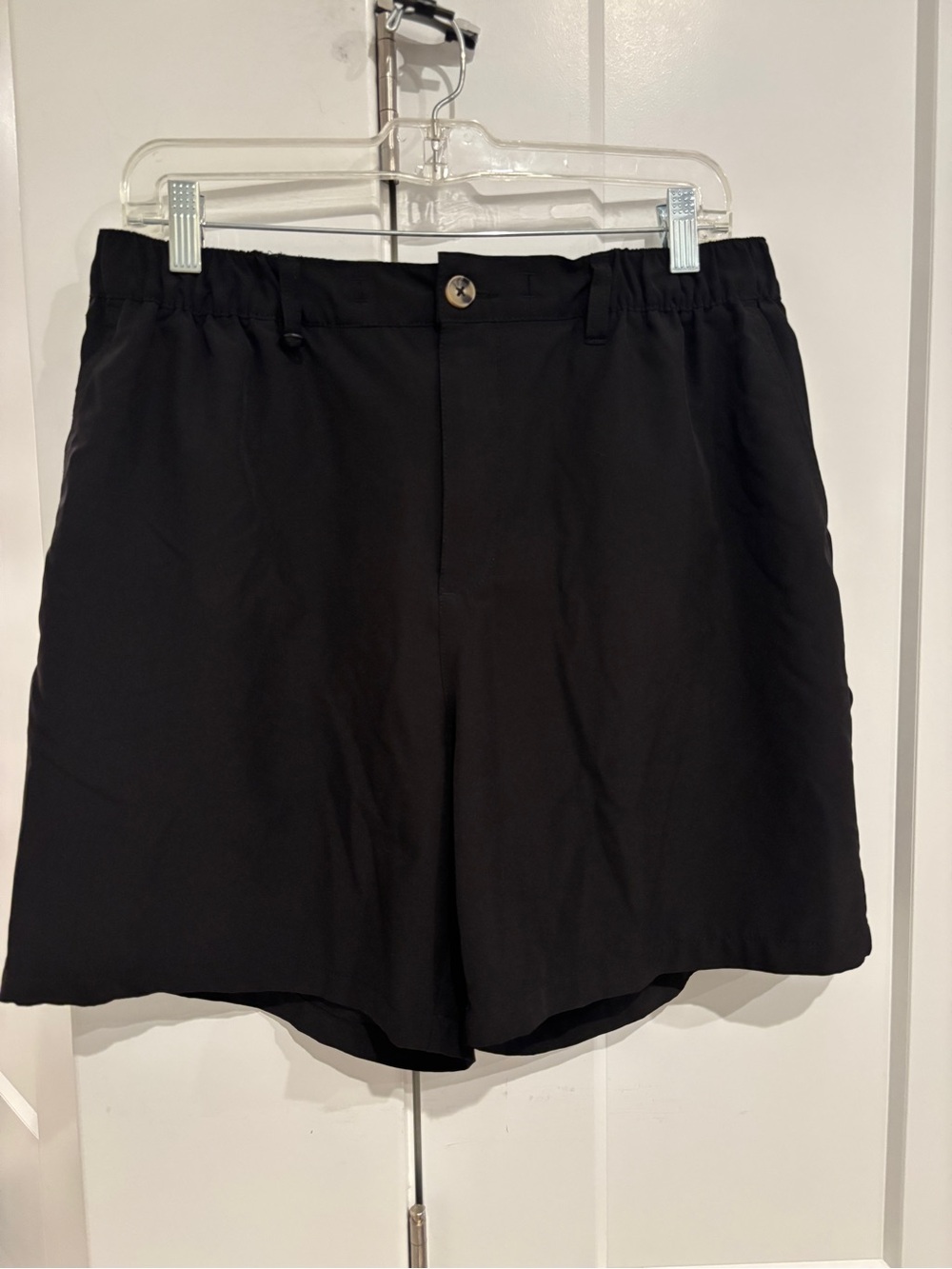 Maamgic Men's Black Elastic Waist Button Front Shorts